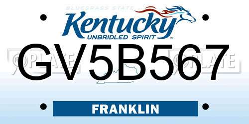 GV5B567 Kentucky License Plate