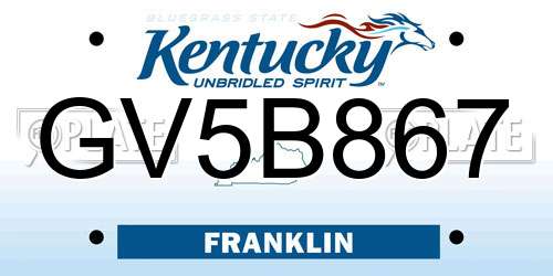 GV5B867 Kentucky License Plate