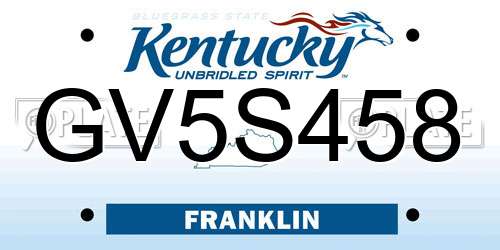GV5S458 Kentucky License Plate