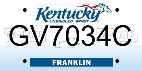 GV7034C Kentucky License Plate