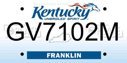 GV7102M Kentucky License Plate