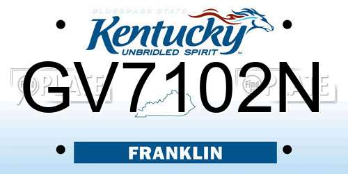 GV7102N Kentucky License Plate