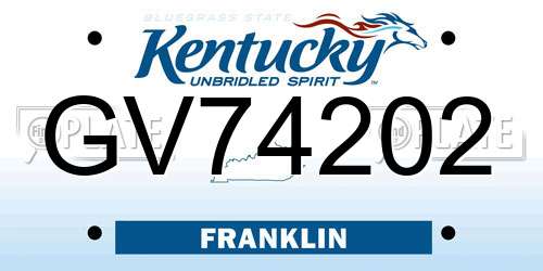 GV74202 Kentucky License Plate