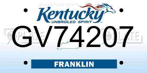 GV74207 Kentucky License Plate