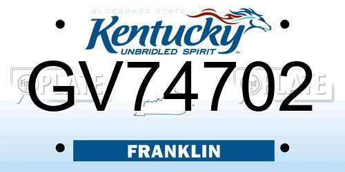 GV74702 Kentucky License Plate