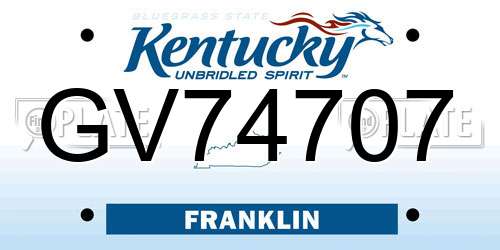 GV74707 Kentucky License Plate