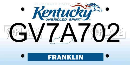 GV7A702 Kentucky License Plate