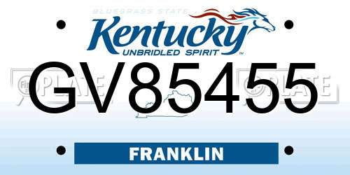 GV85455 Kentucky License Plate