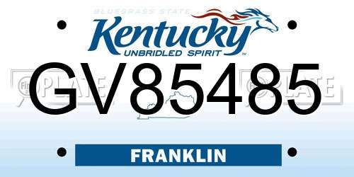GV85485 Kentucky License Plate