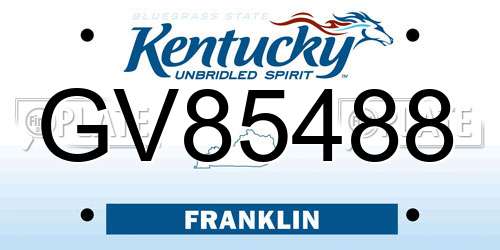 GV85488 Kentucky License Plate