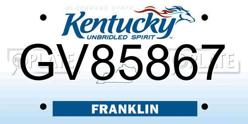 GV85867 Kentucky License Plate