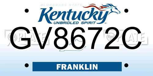 GV8672C Kentucky License Plate