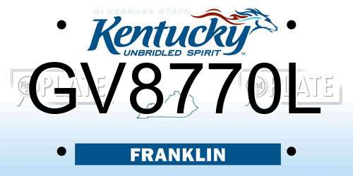 GV8770L Kentucky License Plate