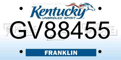GV88455 Kentucky License Plate
