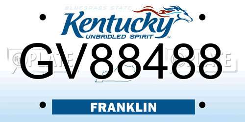 GV88488 Kentucky License Plate