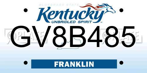 GV8B485 Kentucky License Plate