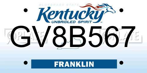 GV8B567 Kentucky License Plate