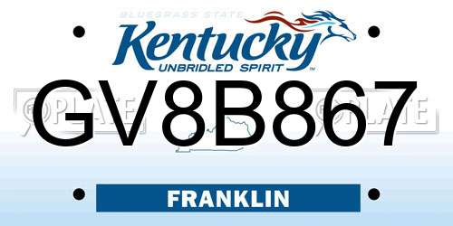GV8B867 Kentucky License Plate