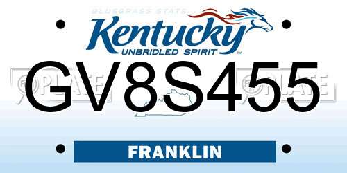 GV8S455 Kentucky License Plate