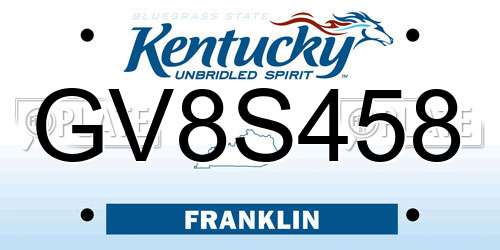 GV8S458 Kentucky License Plate