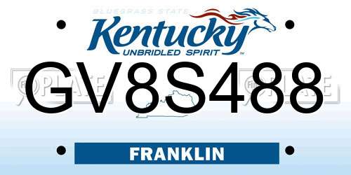 GV8S488 Kentucky License Plate