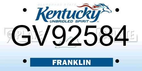 GV92584 Kentucky License Plate