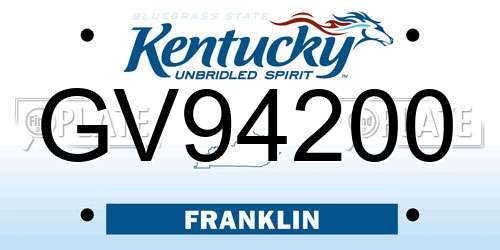 GV94200 Kentucky License Plate