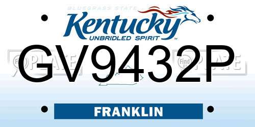 GV9432P Kentucky License Plate