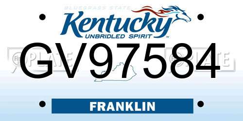 GV97584 Kentucky License Plate