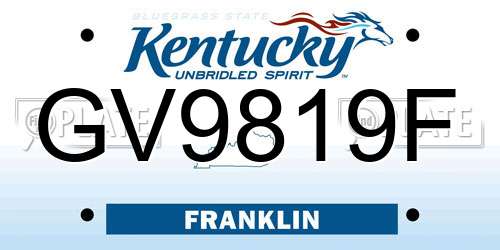 GV9819F Kentucky License Plate