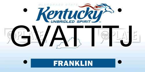 GVATTTJ Kentucky License Plate