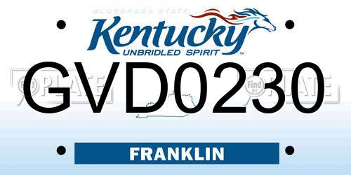 GVD0230 Kentucky License Plate