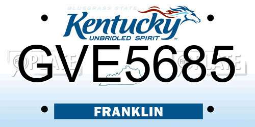 GVE5685 Kentucky License Plate