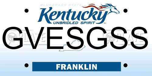 GVESGSS Kentucky License Plate