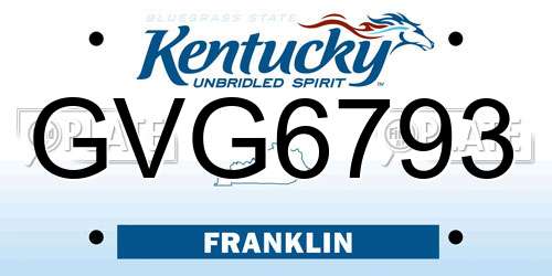 GVG6793 Kentucky License Plate