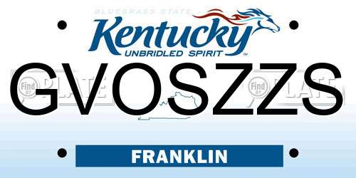 GVOSZZS Kentucky License Plate