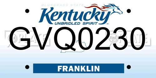 GVQ0230 Kentucky License Plate