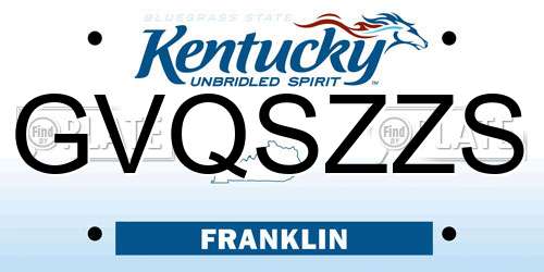 GVQSZZS Kentucky License Plate