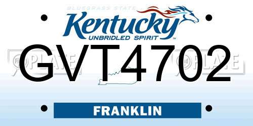 GVT4702 Kentucky License Plate