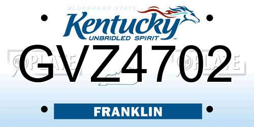 GVZ4702 Kentucky License Plate