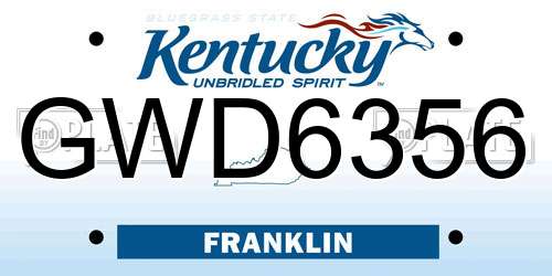 GWD6356 Kentucky License Plate