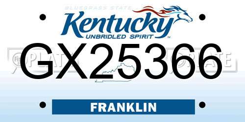 GX25366 Kentucky License Plate