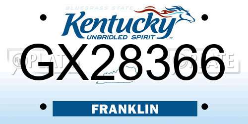 GX28366 Kentucky License Plate