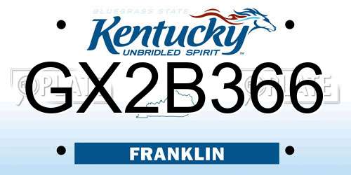 GX2B366 Kentucky License Plate