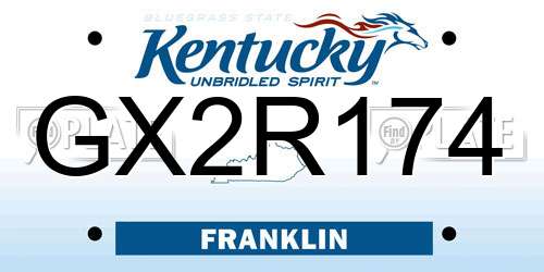 GX2R174 Kentucky License Plate