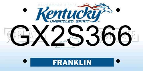 GX2S366 Kentucky License Plate