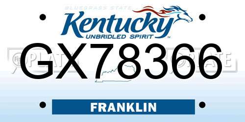 GX78366 Kentucky License Plate