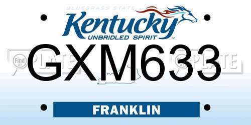 GXM633 Kentucky License Plate