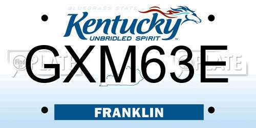 GXM63E Kentucky License Plate
