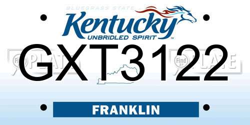 GXT3122 Kentucky License Plate